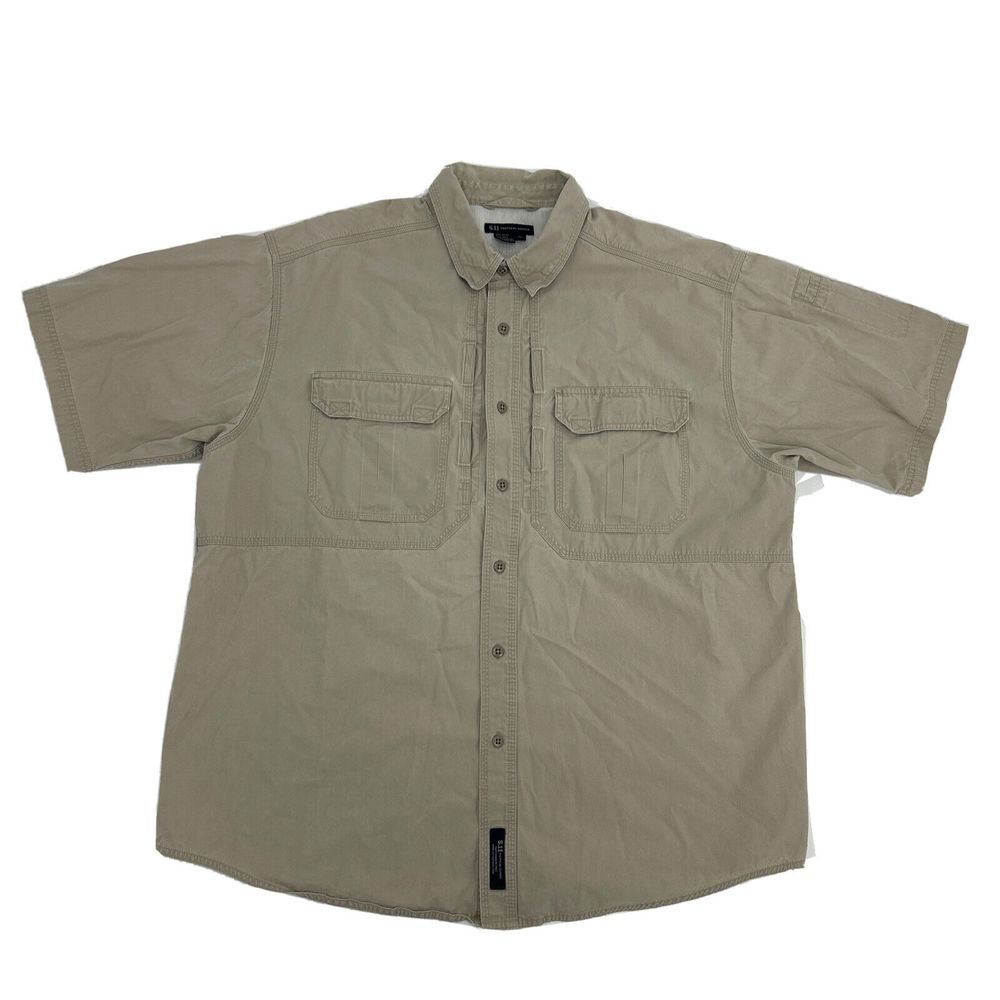 5.11 Tactical Series Shirt Men's XL Khaki Button Up Double Pocket Canvas Vented - Picture 1 of 8
